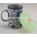 Eco-friendly FDA approuvé Food Grade Gift Suction Sealing Coffee Tea Mug Céramique Silicone Cup Couvercle Couverture